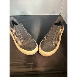 Blowfish Malibu Slip On Sneaker Denim Plaid Canvas Comfort Casual‎ Shoes